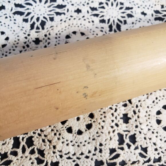 Old Vintage Wooden Green Handle Rolling Pin 16" Baking - Picture 3 of 6